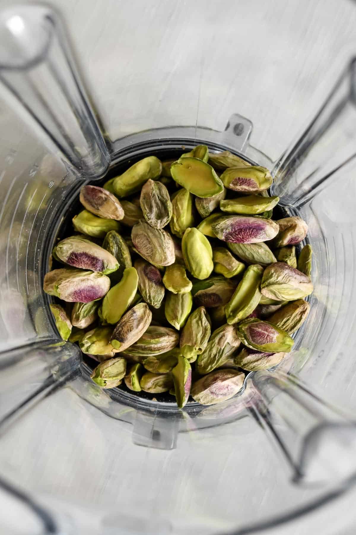 roasted pistachios in a blender
