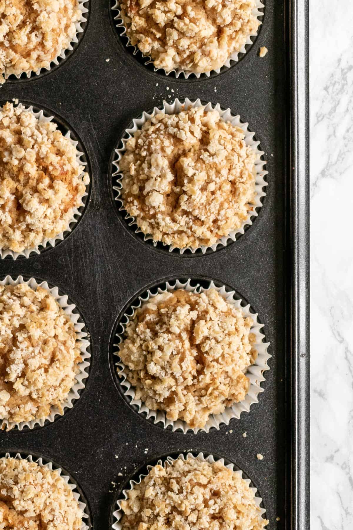 freshly baked apple crumble muffins