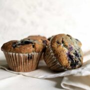 two blueberry muffins next to each other
