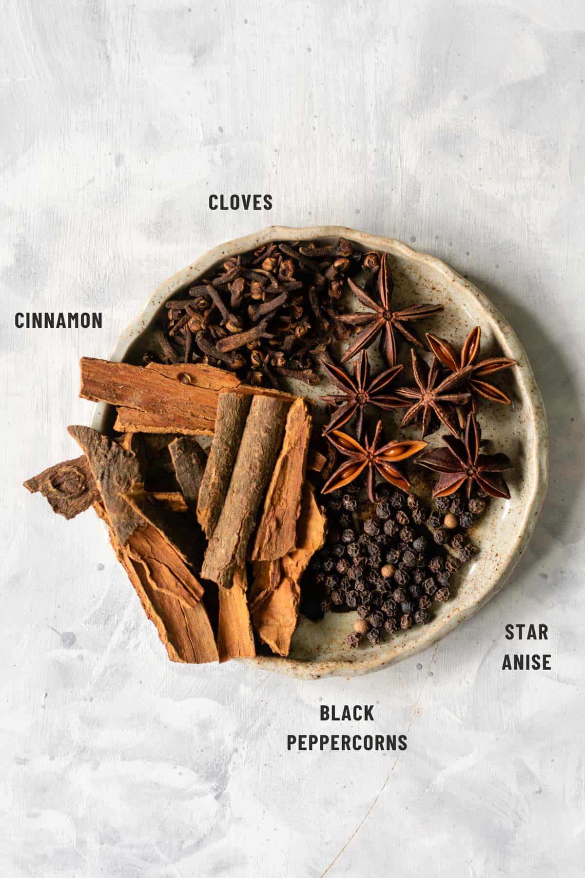 infographic showing the whole spices used in masala chai