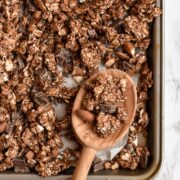 a tray of chocolate granola