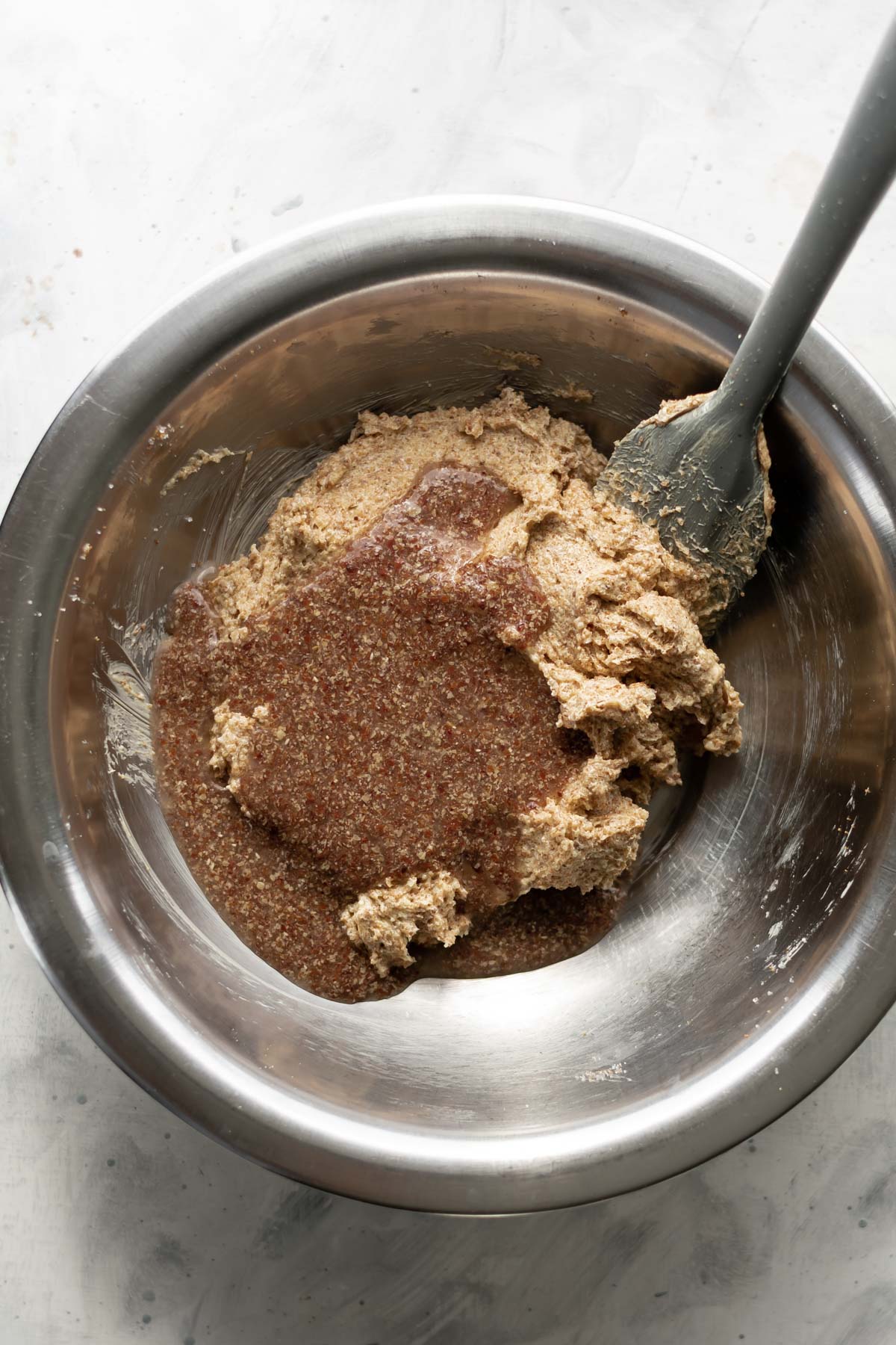 flax seed eggs poured into cookie dough