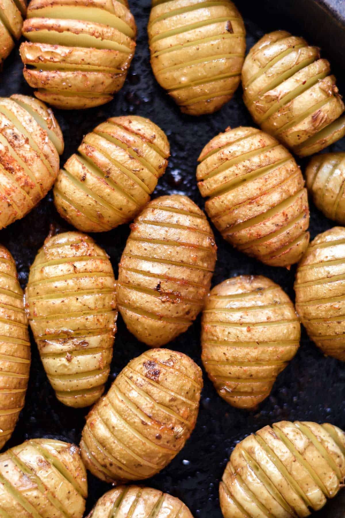 hassleback potatoes fresh from the oven