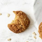 an oatmeal cookie with a bite taken from it
