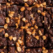 fudgy brownies topped with peanuts