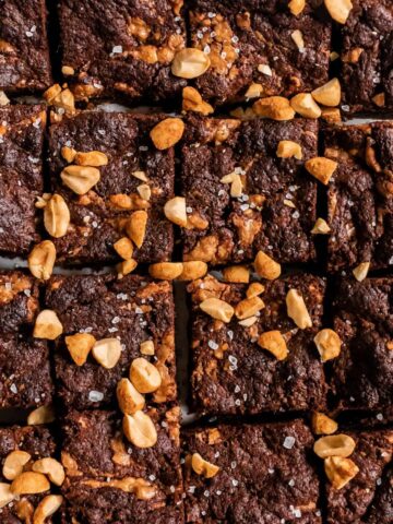 fudgy brownies topped with peanuts
