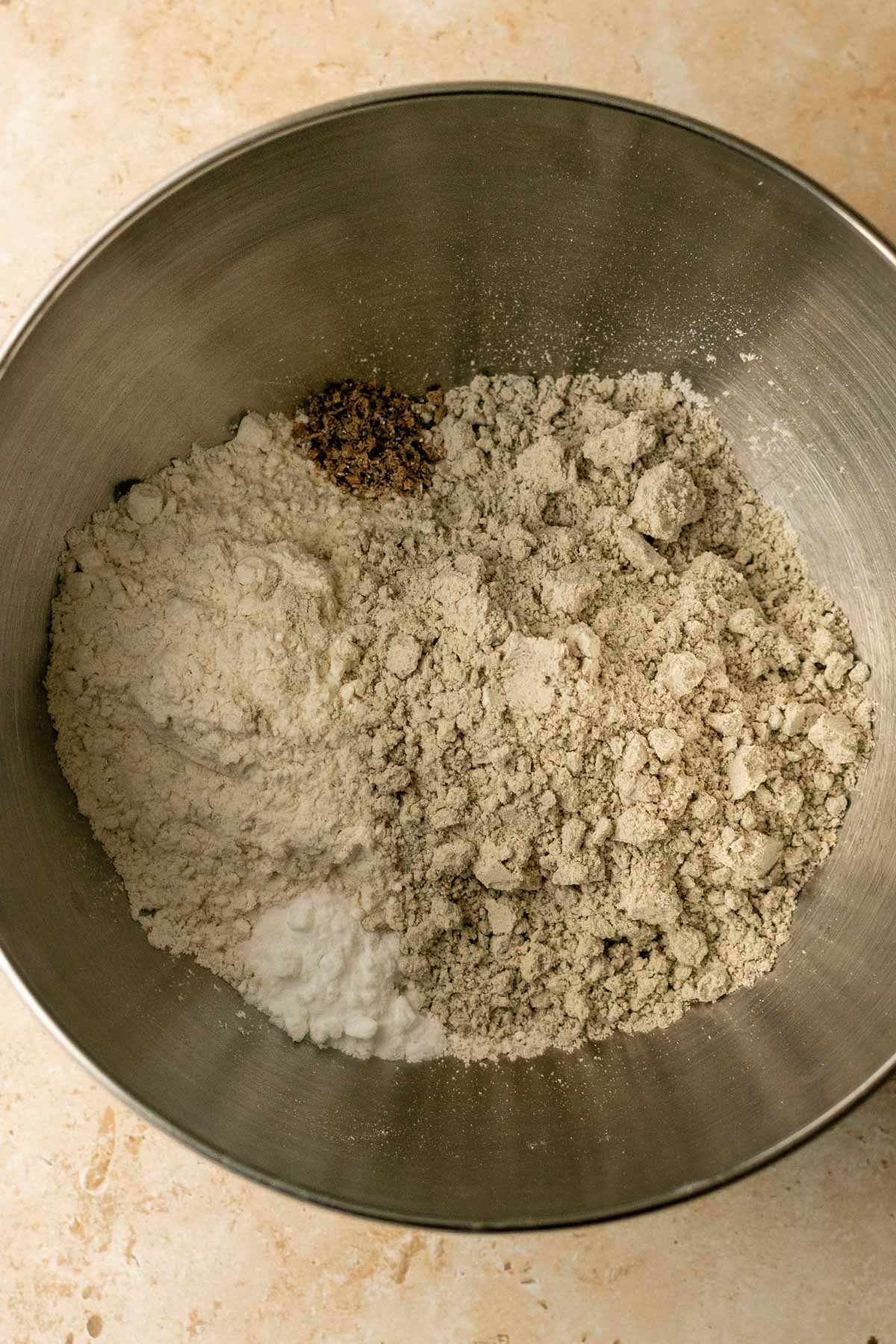 dry ingredients for millet cookies in a mixing bowl