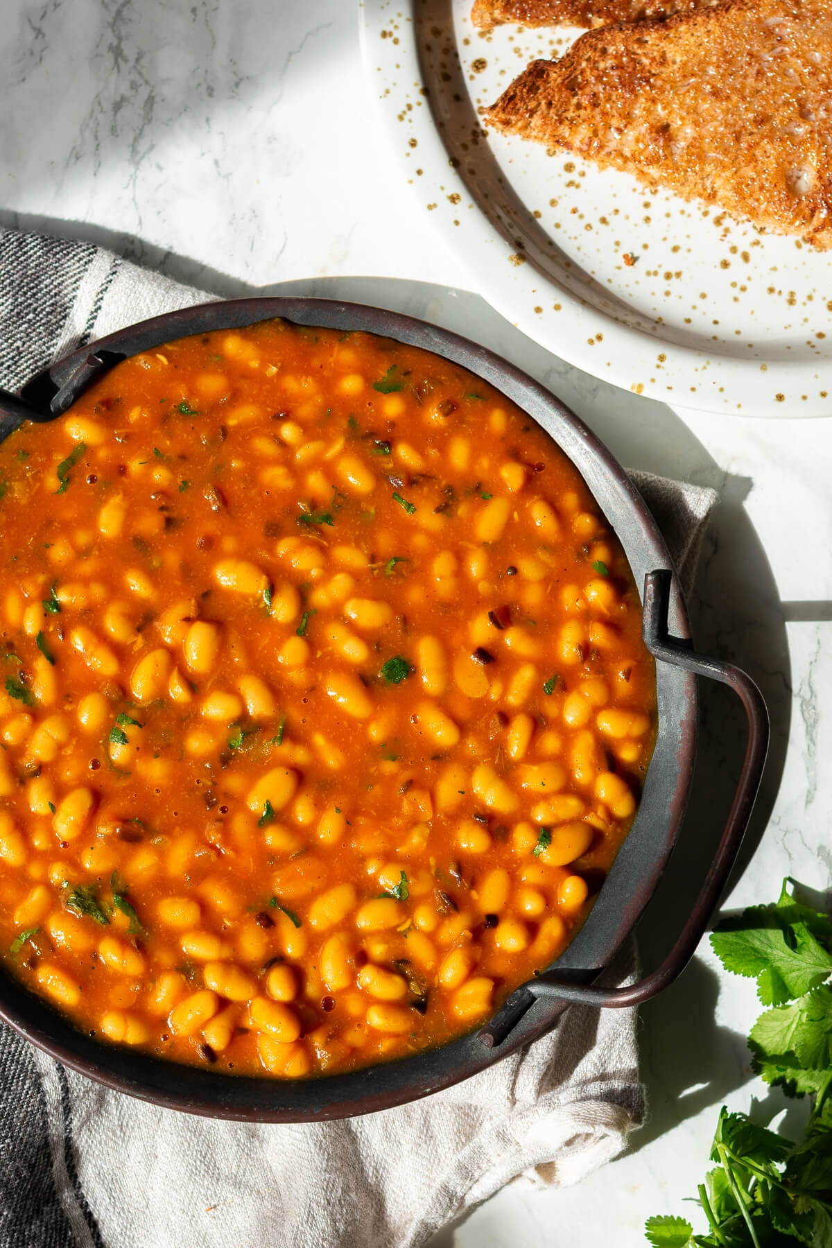a plate of masala baked beans