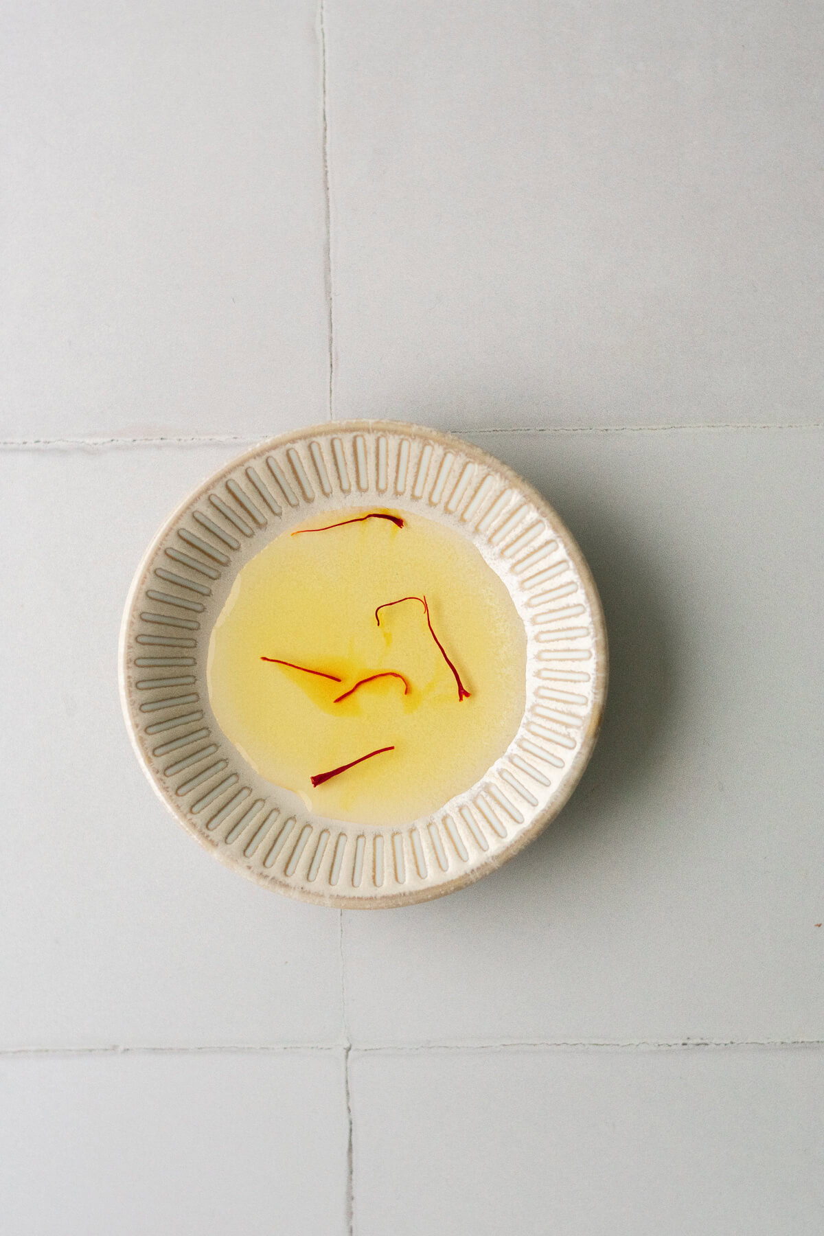 bloomed saffron in a small dish