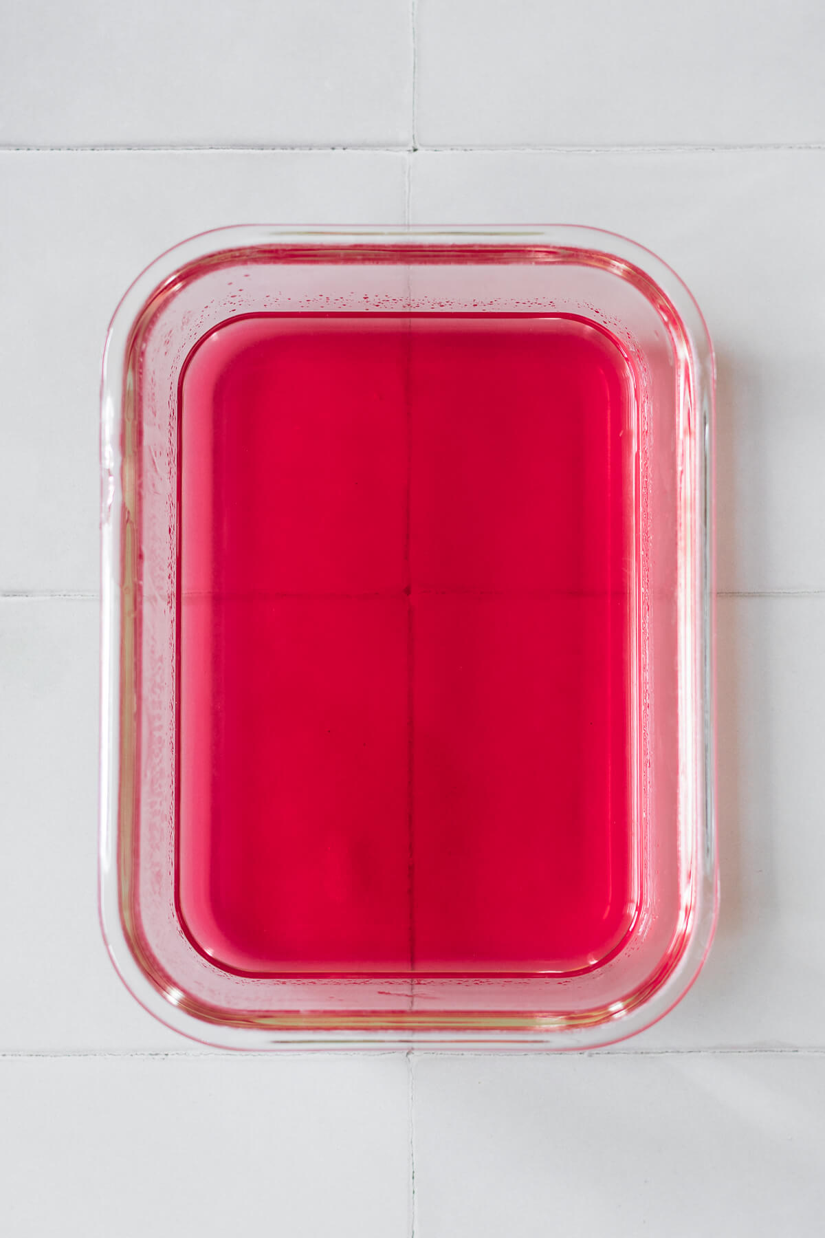 set rose jelly in a glass dish